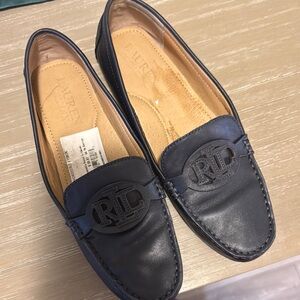Lauren Ralph Lauren Blue Slip-On Loafers with Leather Finish
